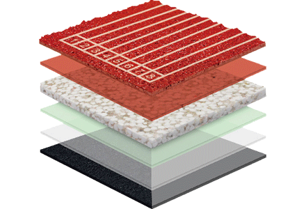 無(wú)縫預(yù)制型塑膠跑道非滲水TPR噴面方案二